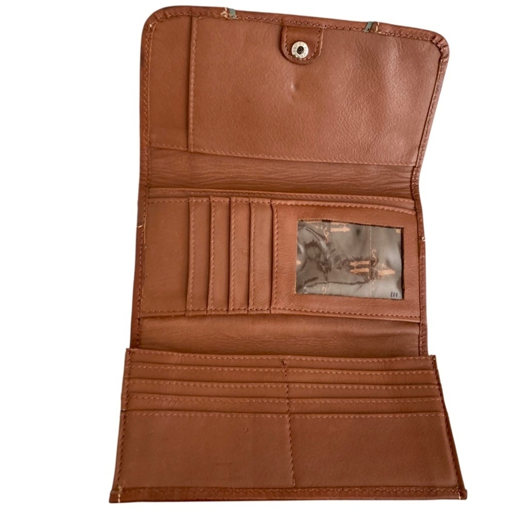 AMERICAN WEST Embossed Leather Studded Trifold Wallet Western Brown - Picture 6 of 9